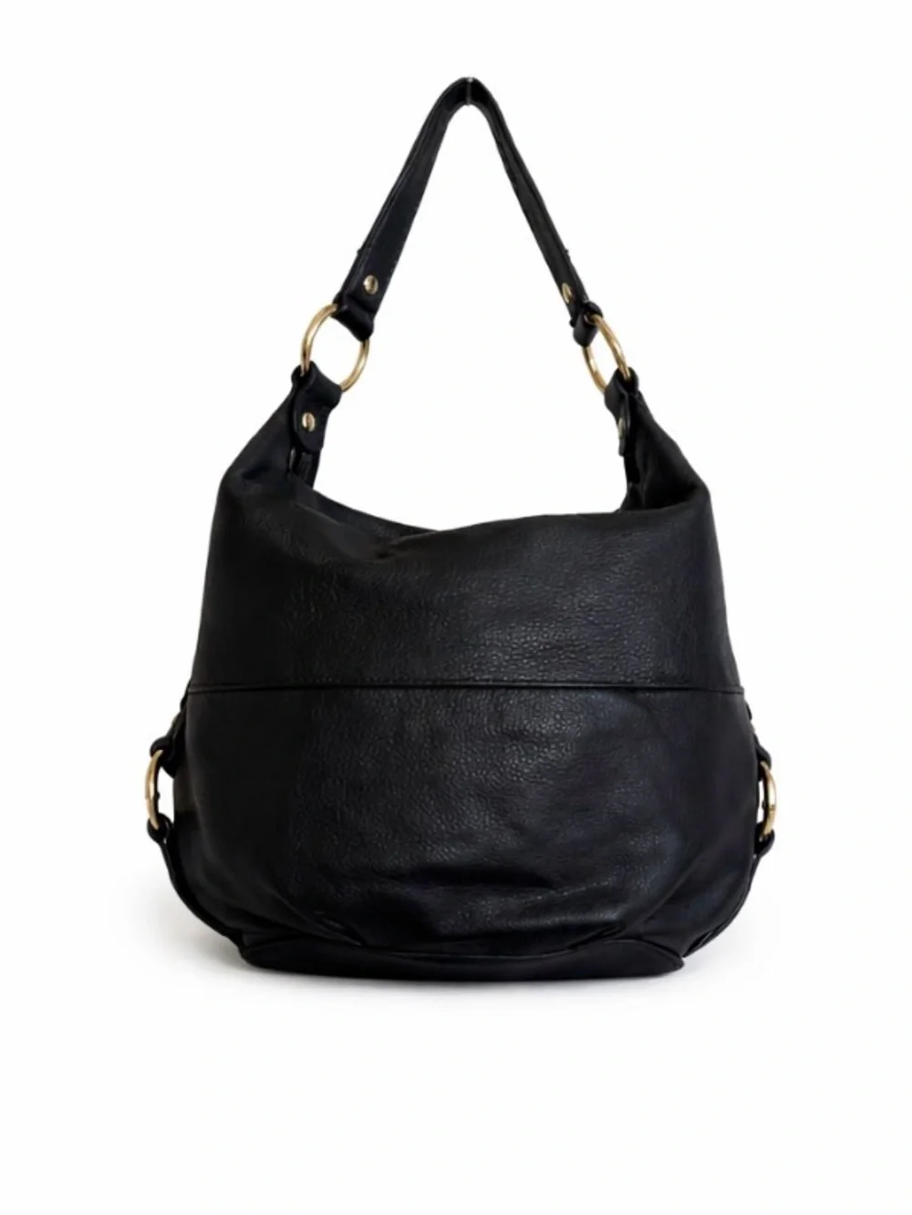 Michael Kors Fulton Hobo Bag Black Leather Gold Logo Shoulder Bag Large - Picture 2 of 7